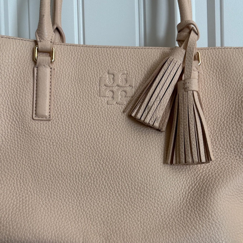 Tory Burch Beige Tote with Tassel - Picture 2 of 6